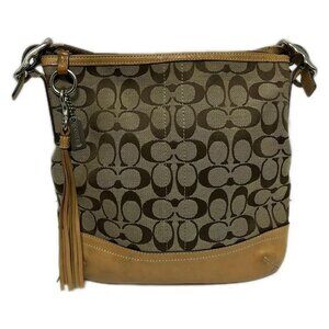 COACH Signature Soft Slim Duffle 9362 Khaki Light Brown Jacquard Leather -